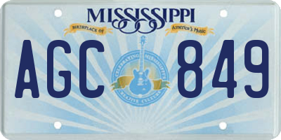 MS license plate AGC849
