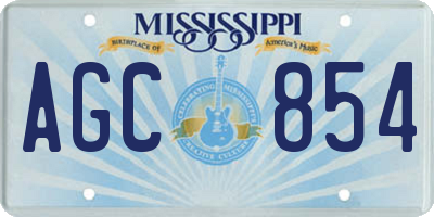MS license plate AGC854