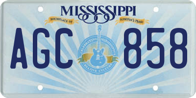 MS license plate AGC858