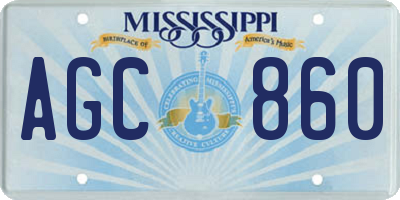 MS license plate AGC860