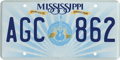 MS license plate AGC862