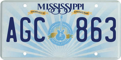MS license plate AGC863