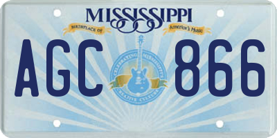 MS license plate AGC866