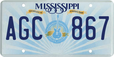 MS license plate AGC867
