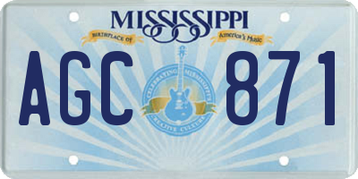 MS license plate AGC871