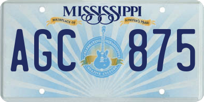 MS license plate AGC875