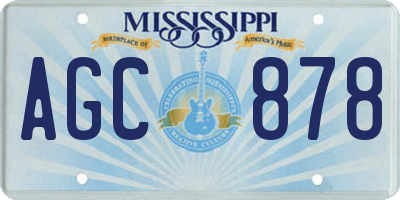 MS license plate AGC878