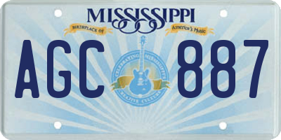 MS license plate AGC887