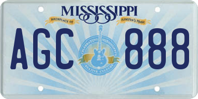 MS license plate AGC888