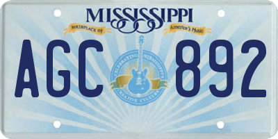 MS license plate AGC892