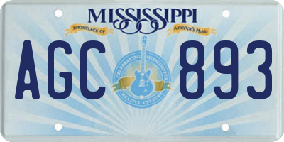 MS license plate AGC893