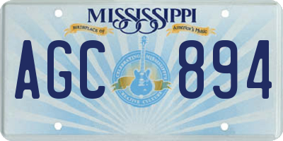 MS license plate AGC894
