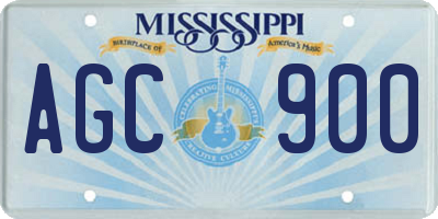 MS license plate AGC900
