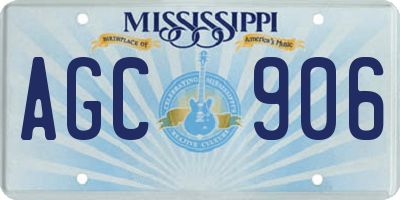 MS license plate AGC906