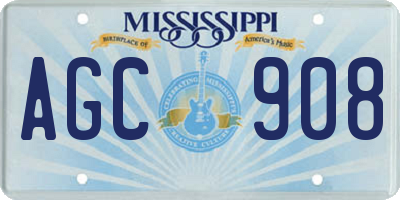 MS license plate AGC908