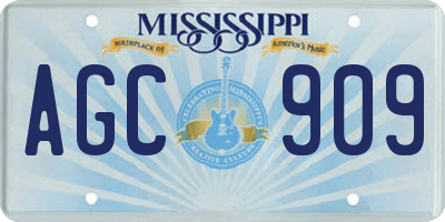 MS license plate AGC909