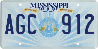 MS license plate AGC912