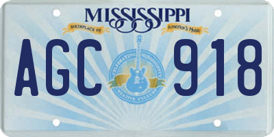 MS license plate AGC918
