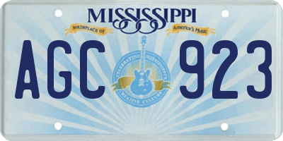 MS license plate AGC923
