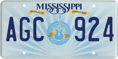 MS license plate AGC924