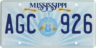MS license plate AGC926