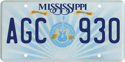 MS license plate AGC930