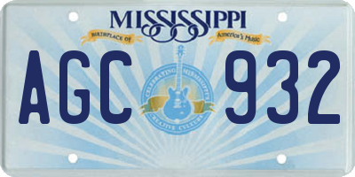 MS license plate AGC932