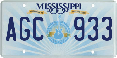 MS license plate AGC933
