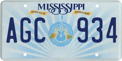 MS license plate AGC934