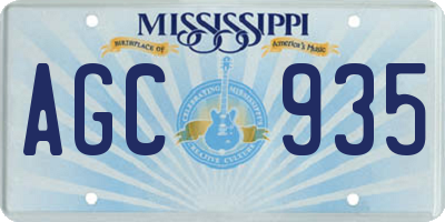 MS license plate AGC935