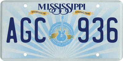 MS license plate AGC936