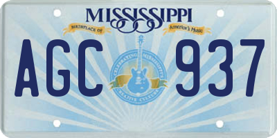 MS license plate AGC937