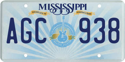 MS license plate AGC938