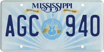 MS license plate AGC940