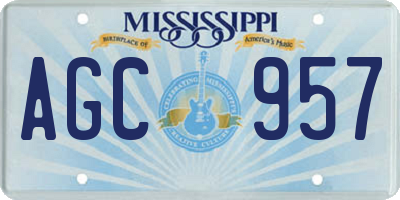 MS license plate AGC957