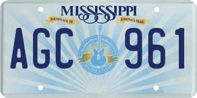 MS license plate AGC961
