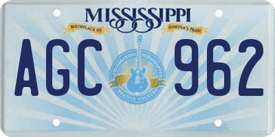 MS license plate AGC962