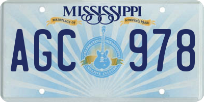 MS license plate AGC978