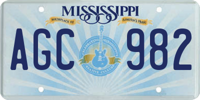 MS license plate AGC982
