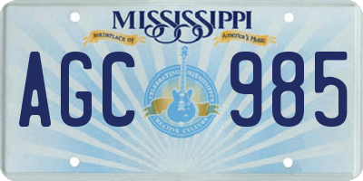 MS license plate AGC985