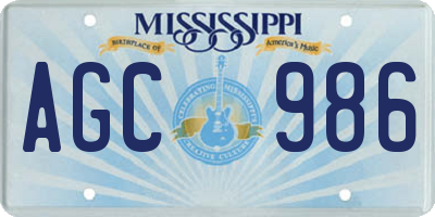MS license plate AGC986