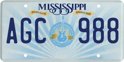 MS license plate AGC988