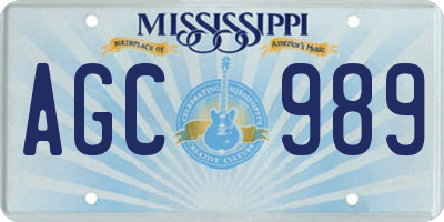 MS license plate AGC989