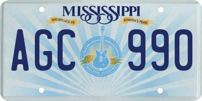 MS license plate AGC990