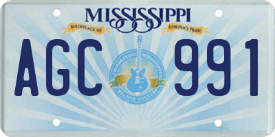 MS license plate AGC991