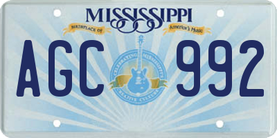 MS license plate AGC992