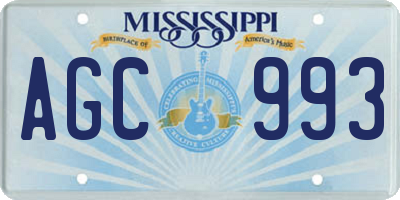 MS license plate AGC993