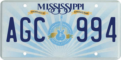 MS license plate AGC994