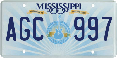 MS license plate AGC997