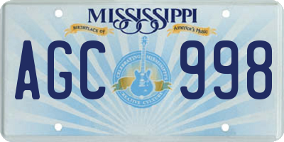 MS license plate AGC998